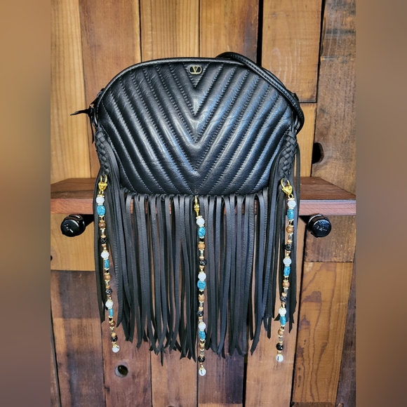 Valentino Garavani Quilted Crossbody Bag  Louis Vuitton fringe revamped upcycled - Picture 3 of 13